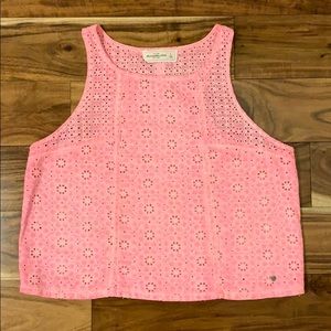 Abercrombie and Fitch Neon Pink Eyelet Crop Top